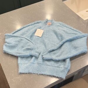 Show Me Your MuMu Powder Blue Fuzzy Crewneck Sweater